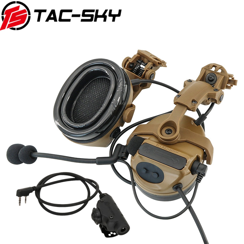 TS TAC-SKY ARC Rail Helmet Bracket 2.0 Hearing Protection C3 Tactical Headset + V2 PTT