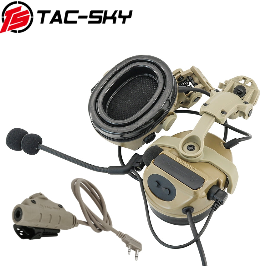 TS TAC-SKY ARC Rail Helmet Bracket 2.0 Hearing Protection C3 Tactical Headset + V2 PTT