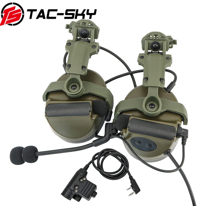 TS TAC-SKY ARC Rail Helmet Mounting C2 Tactical Headset Hearing Protection + U94 PTT