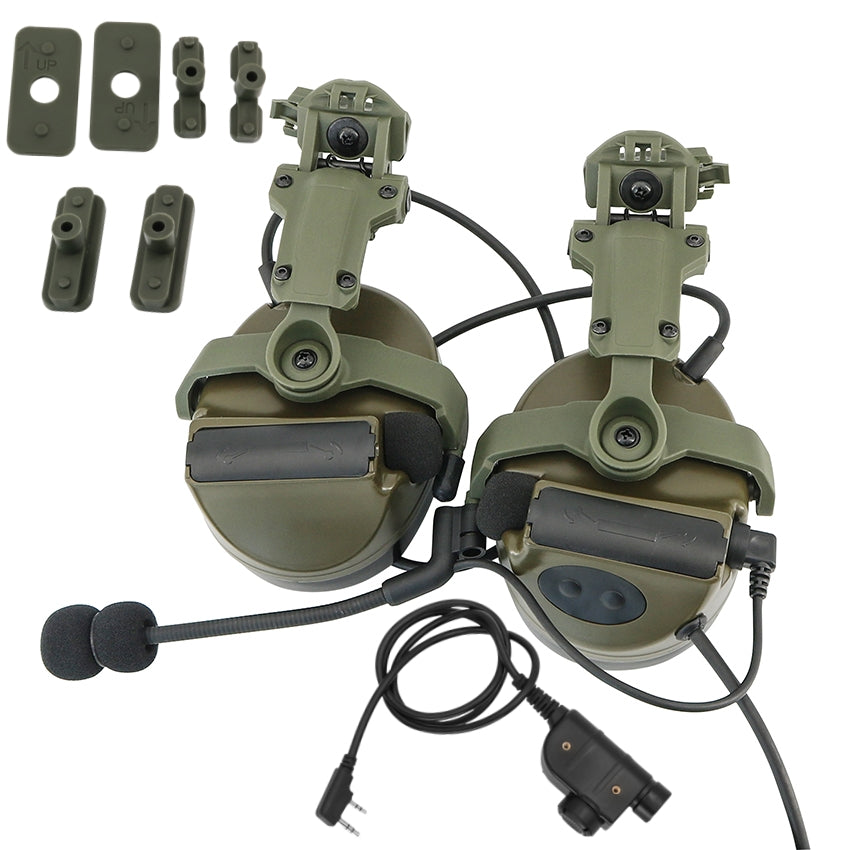 TS TAC-SKY 2.0 ARC Rail Helmet Mounting C2 Tactical Headset Electronic Pickup Hearing Protection Silicone Earmuffs + PTT