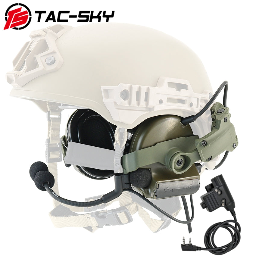 TS TAC-SKY 2.0 Wendy 3.0 Rail Helmet Mounting Tactical Headset C2 Hearing Protection + U94 PTT