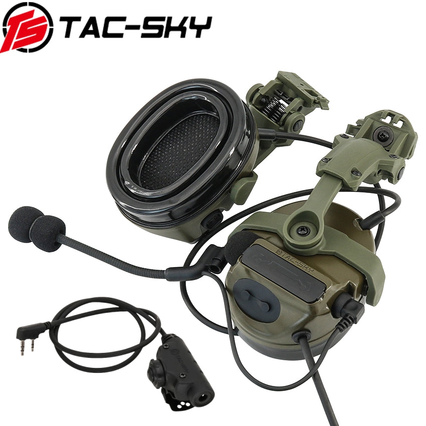 TS TAC-SKY ARC Rail Helmet Bracket 2.0 Hearing Protection C3 Tactical Headset + V2 PTT