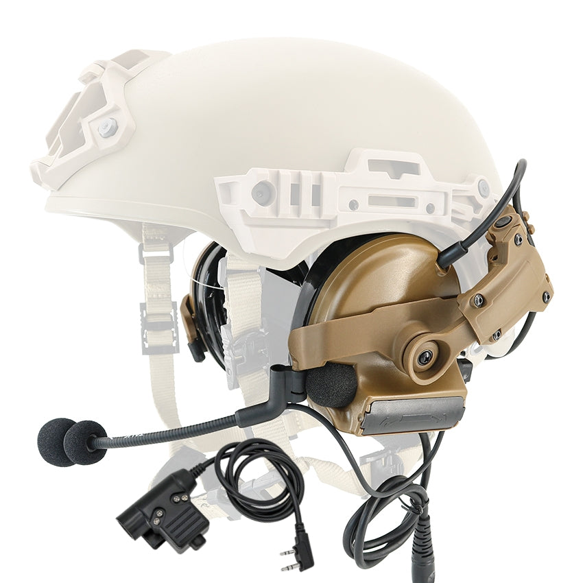TS TAC-SKY 2.0 Wendy 3.0 Rail Helmet Mounting Tactical Headset C2 Hearing Protection + U94 PTT