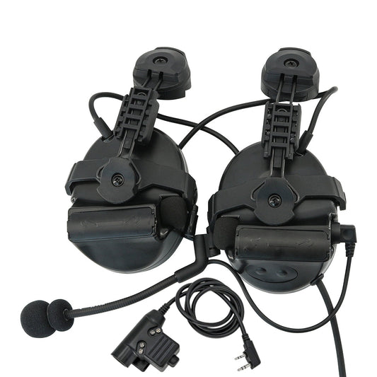 TS TAC-SKY ARC Rail Helmet Mounting Hearing Protection Active Noise Cancellation Tactical Headset TSC2 Silicone Earmuffs+ U94 PTT