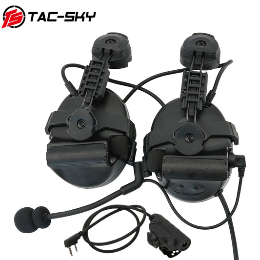 TS TAC-SKY ARC Rail Helmet Mount Hearing Protection Tactical Headset C2 + V2 PTT