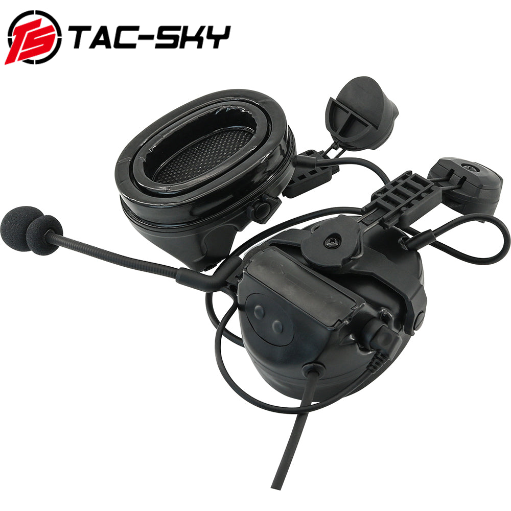 TS TAC-SKY ARC Rail Helmet Mounting Hearing Protection Active Noise Cancellation Tactical Headset TSC2 Silicone Earmuffs+ U94 PTT
