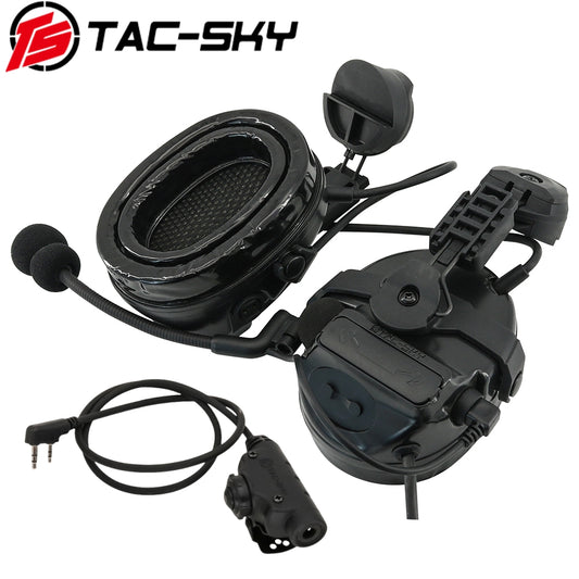 TS TAC-SKY ARC Rail Helmet Bracket Tactical Headset C3 Hearing Protection + V2 PTT