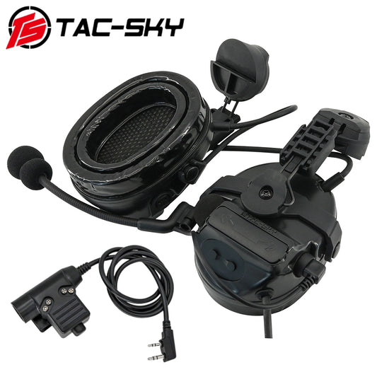TS TAC-SKY ARC Rail Helmet Bracket Tactical Headset Comta III Hearing Protection + U94 PTT