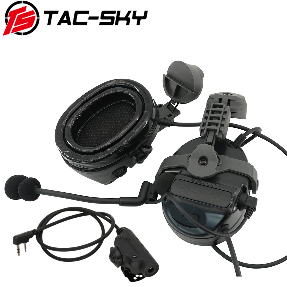 TS TAC-SKY ARC Rail Helmet Bracket Tactical Headset C3 Hearing Protection + V2 PTT