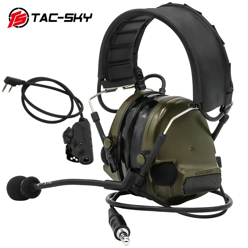 TS TAC-SKY TSC3 Tactical Headset Hearing Protection Noise-canceling Airsoft Protective Gear with Microphone + PTT