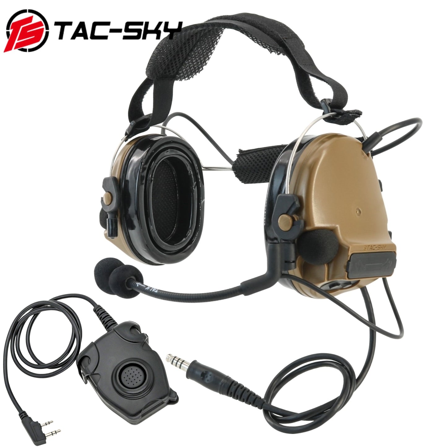 TS TAC-SKY Headband Electronic Hearing Protection Silicone Earmuffs Tactical Headset TSC3 + U94 PTT