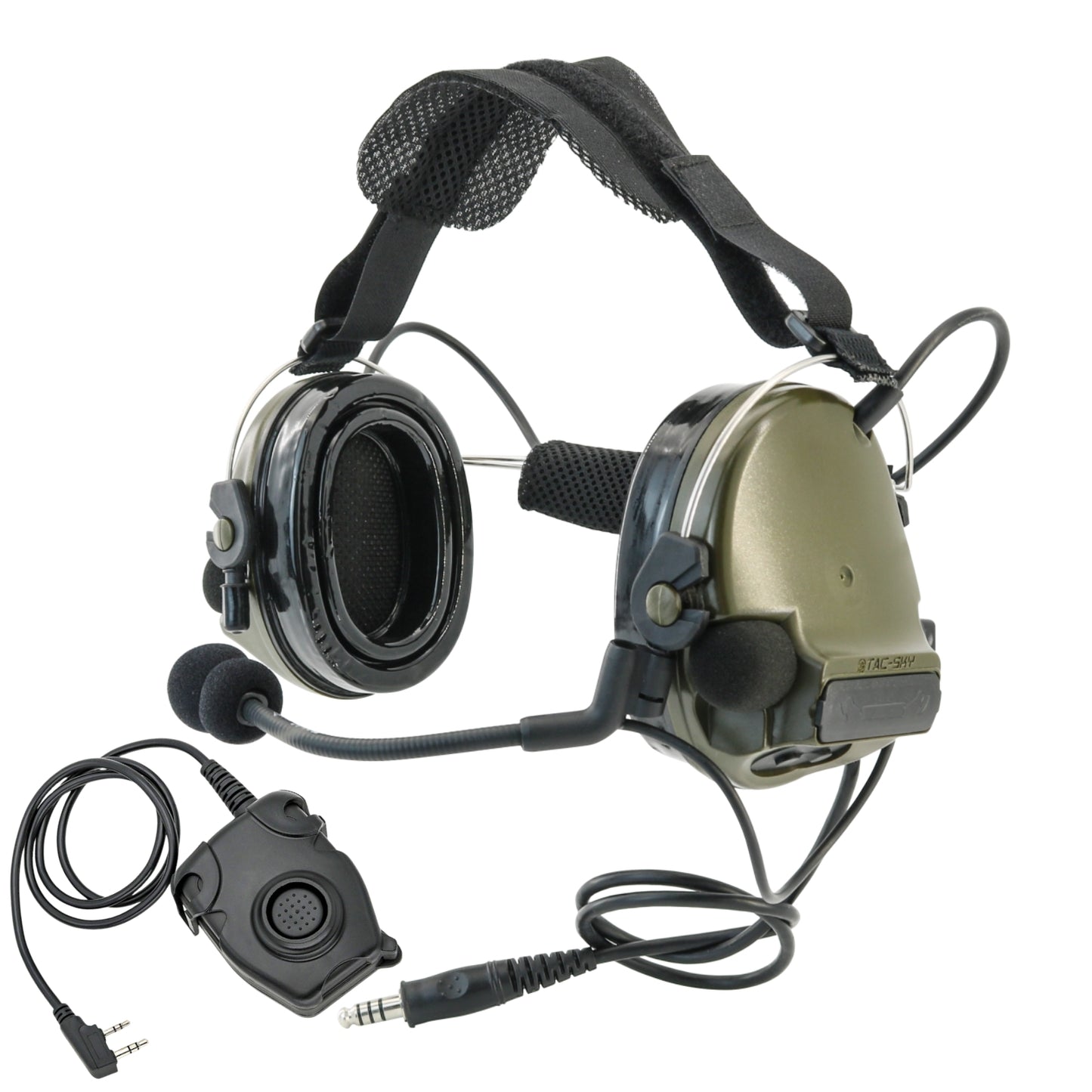 TS TAC-SKY Headband Electronic Hearing Protection Silicone Earmuffs Tactical Headset TSC3 + U94 PTT