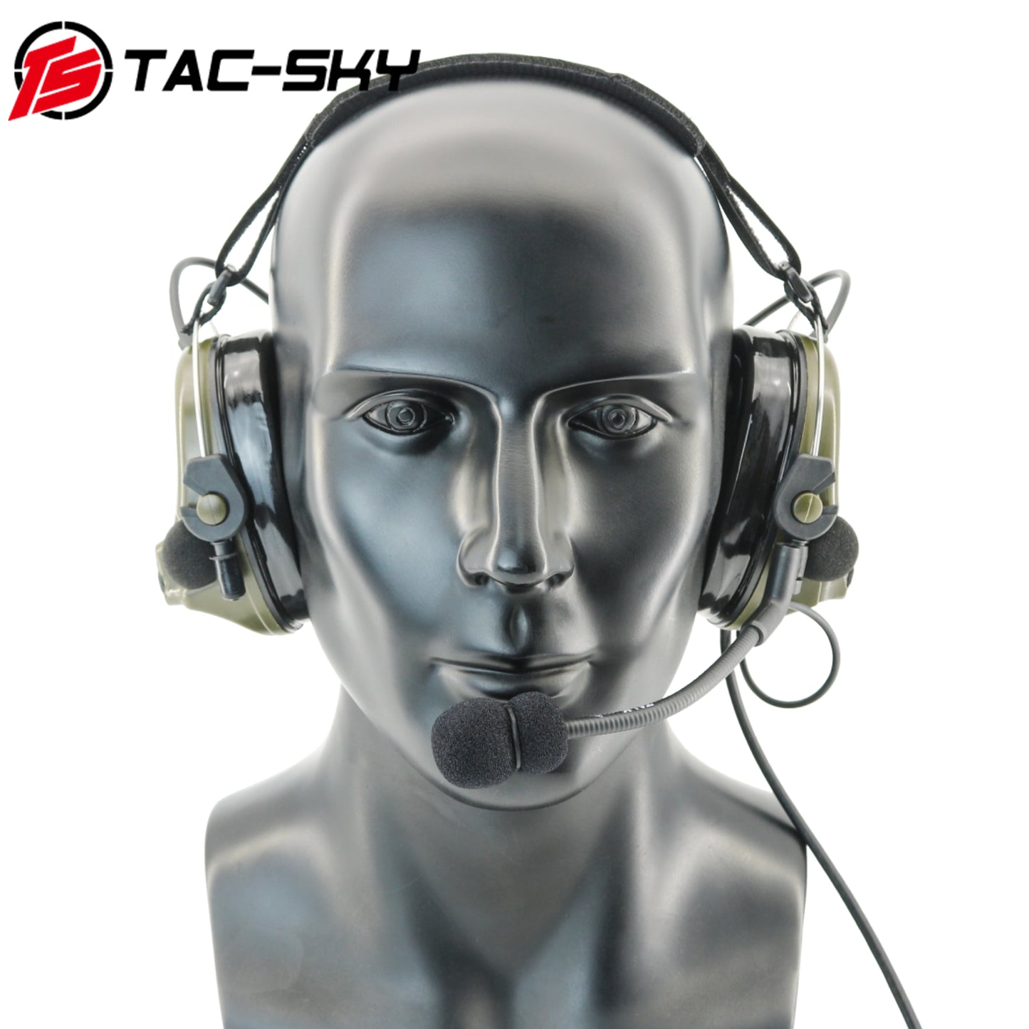 TS TAC-SKY Rear Headband Electronic Hearing Protection Silicone Earmuffs Tactical Headset C3 + U94 PTT