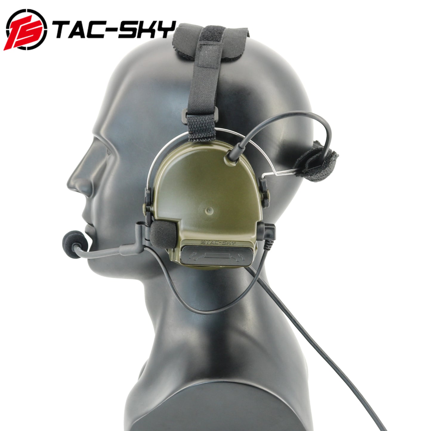 TS TAC-SKY Rear Headband Electronic Hearing Protection Silicone Earmuffs Tactical Headset C3 + U94 PTT