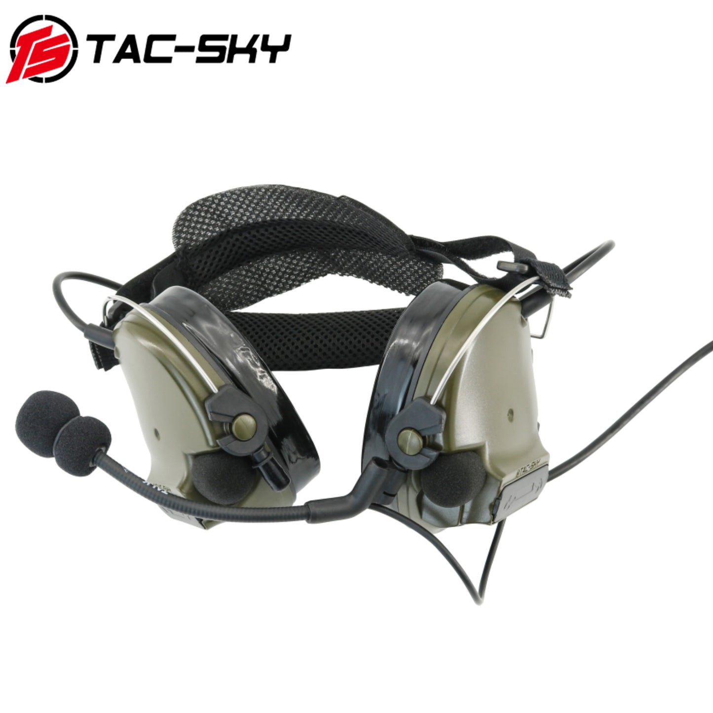 TS TAC-SKY Rear Headband Electronic Hearing Protection Silicone Earmuffs Tactical Headset C3 + U94 PTT