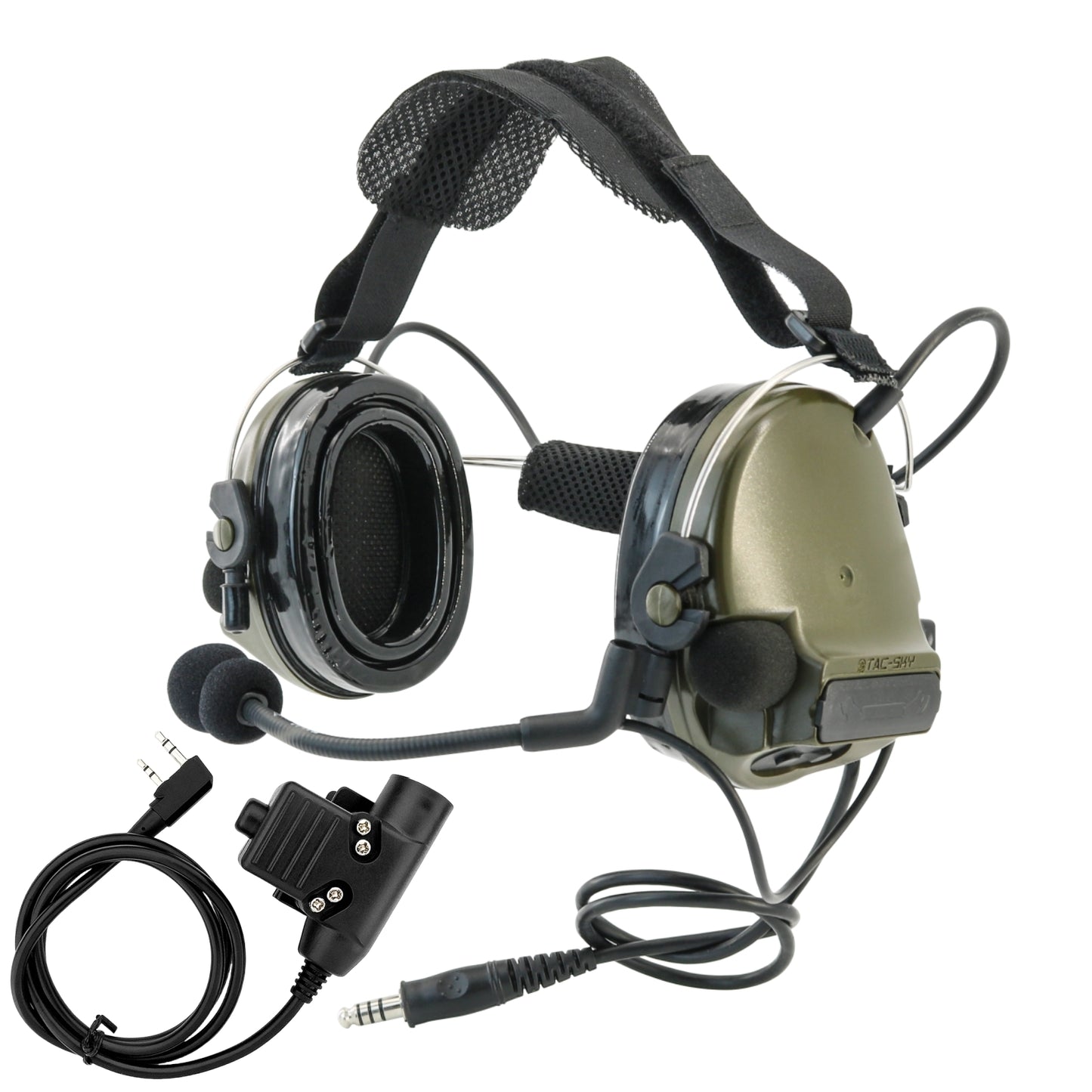 TS TAC-SKY Rear Headband Electronic Hearing Protection Silicone Earmuffs Tactical Headset C3 + U94 PTT