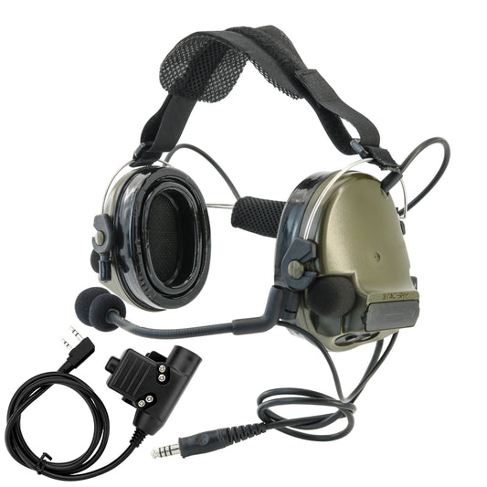 TS TAC-SKY Rear Headband Electronic Hearing Protection Silicone Earmuffs Tactical Headset C3 + U94 PTT