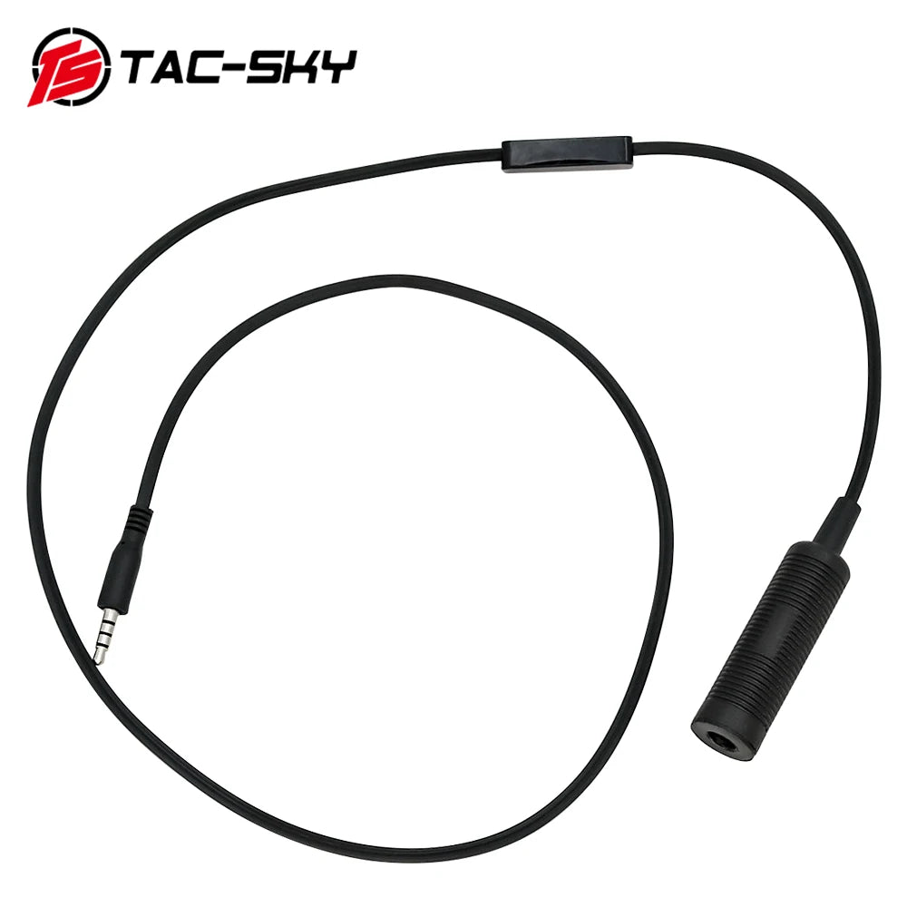 TAC-SKY Tactical Headset Mobile PTT Accessory: 3.5mm Mobile Jack (Suitable for MP3 music adapters for  Apple 15/16/17, Samsung, HTC, etc.)