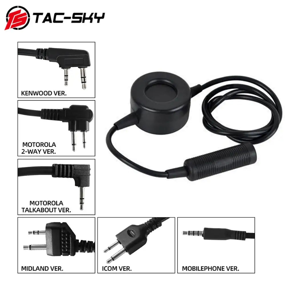 TAC-SKY Tactical PTT TCI PTT Headset Adapter is Suitable for Electronic Protective Earmuffs Hunting Shooting  Headset