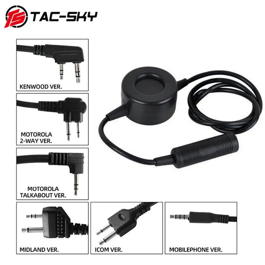TAC-SKY Tactical PTT TCI PTT Headset Adapter is Suitable for Electronic Protective Earmuffs Hunting Shooting Headset