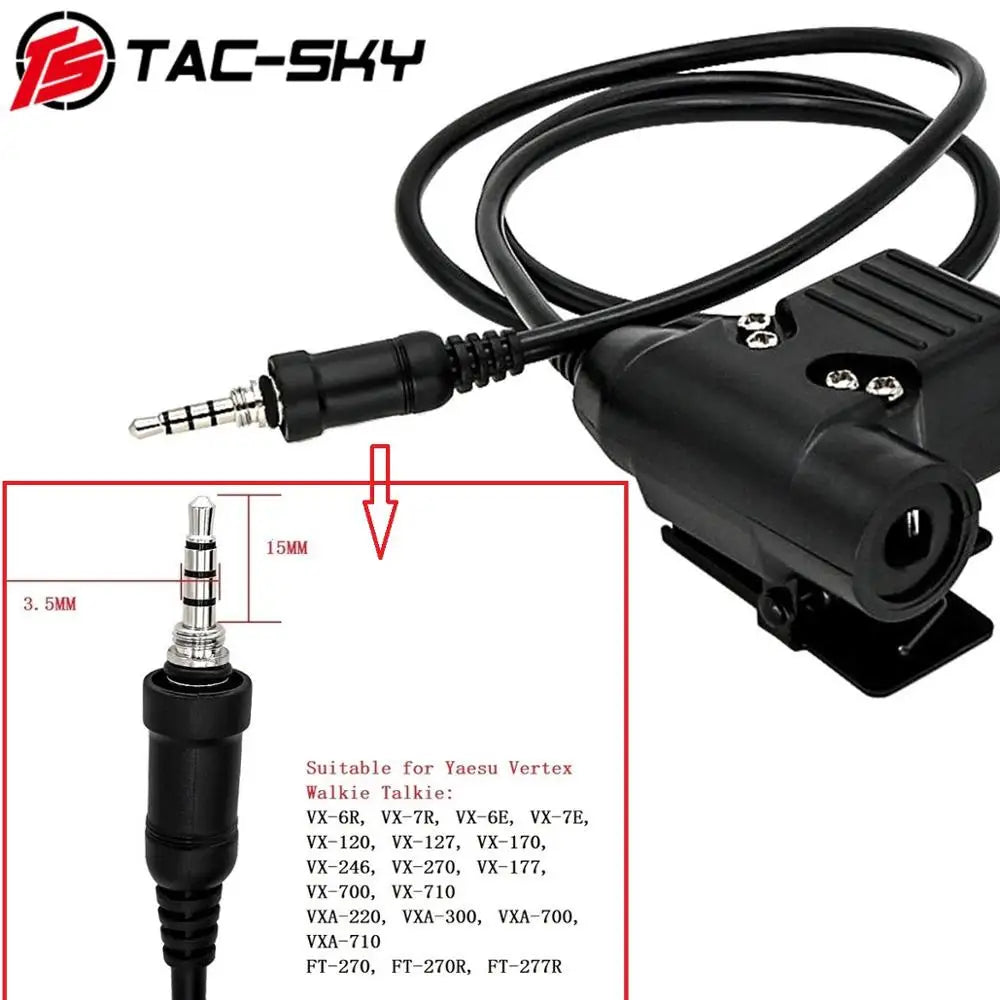 TAC-SKY Tactical PTT U94 for Yaesu Vertex VX-6R VX-7R VX6R VX7R FT-270 Walkie Talkie Yaesu Vertex U94 PTT Headset Adapter
