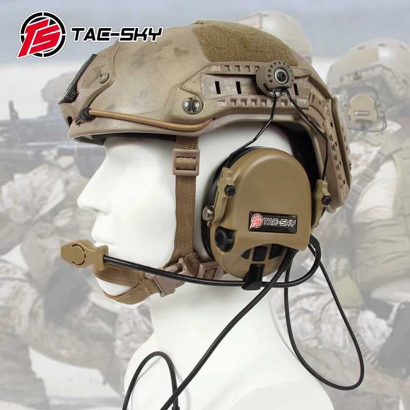 TAC-SKY Tactical Headset for TEA Hi-Threat Silicone Over-Ear Hearing Protection Noise Canceling Pickup Headphones