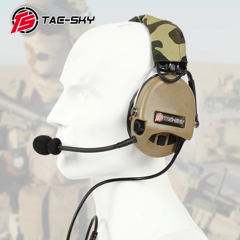 TAC-SKY Tactical Electronic Shooting Silicone Ear Pads Noise-Canceling Headset for Hunting and Range