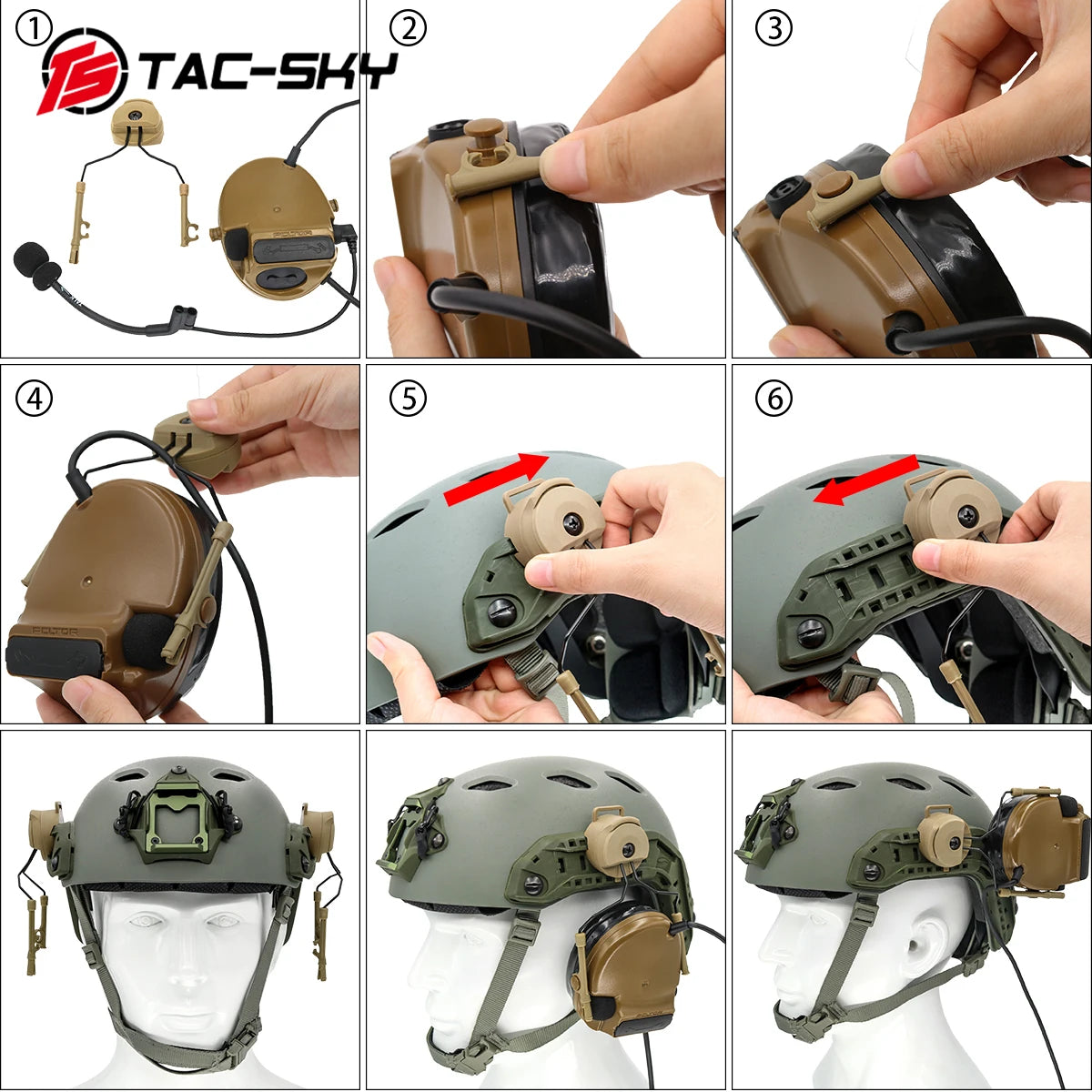 TAC-SKY Tactical Helmet for Fast Ops Core Helmet Rail Adapter Compatible with Comta I, II, III, IV, and XIP headsets