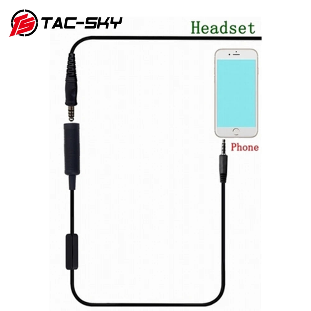 TAC-SKY Tactical Headset Mobile PTT Accessory: 3.5mm Mobile Jack (Suitable for MP3 music adapters for  Apple 15/16/17, Samsung, HTC, etc.)