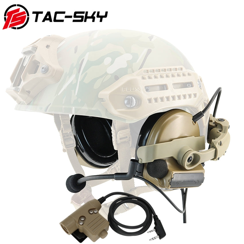 TS TAC-SKY 2.0 Mlok Rail Helmet Mounting C2 Tactical Headset Hearing Protection + U94 PTT