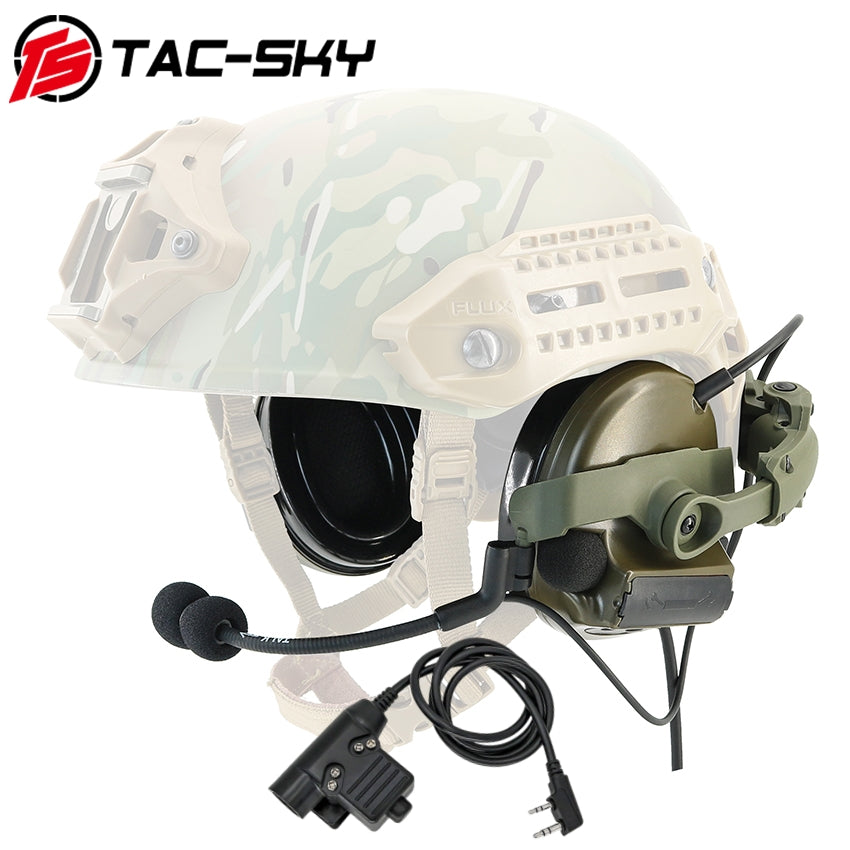 TS TAC-SKY 2.0 Mlok Rail Helmet Mounting C2 Tactical Headset Hearing Protection + U94 PTT