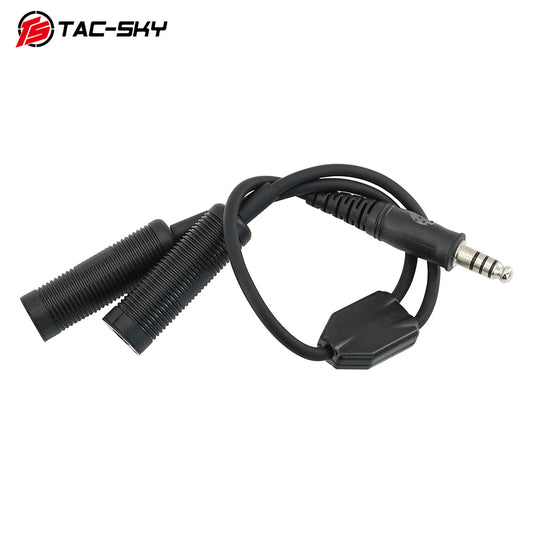 T TAC-SKY Dual Pass to Single Pass Adapter Cable Compatible with C2/C3 Tactical Headset