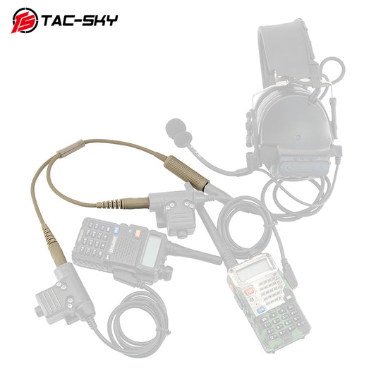 TAC-SKY New Military Tactical Headset Adapter Single Pass to Dual Pass Cable for COMTA SORDIN Shooting Headsets for Airsoft