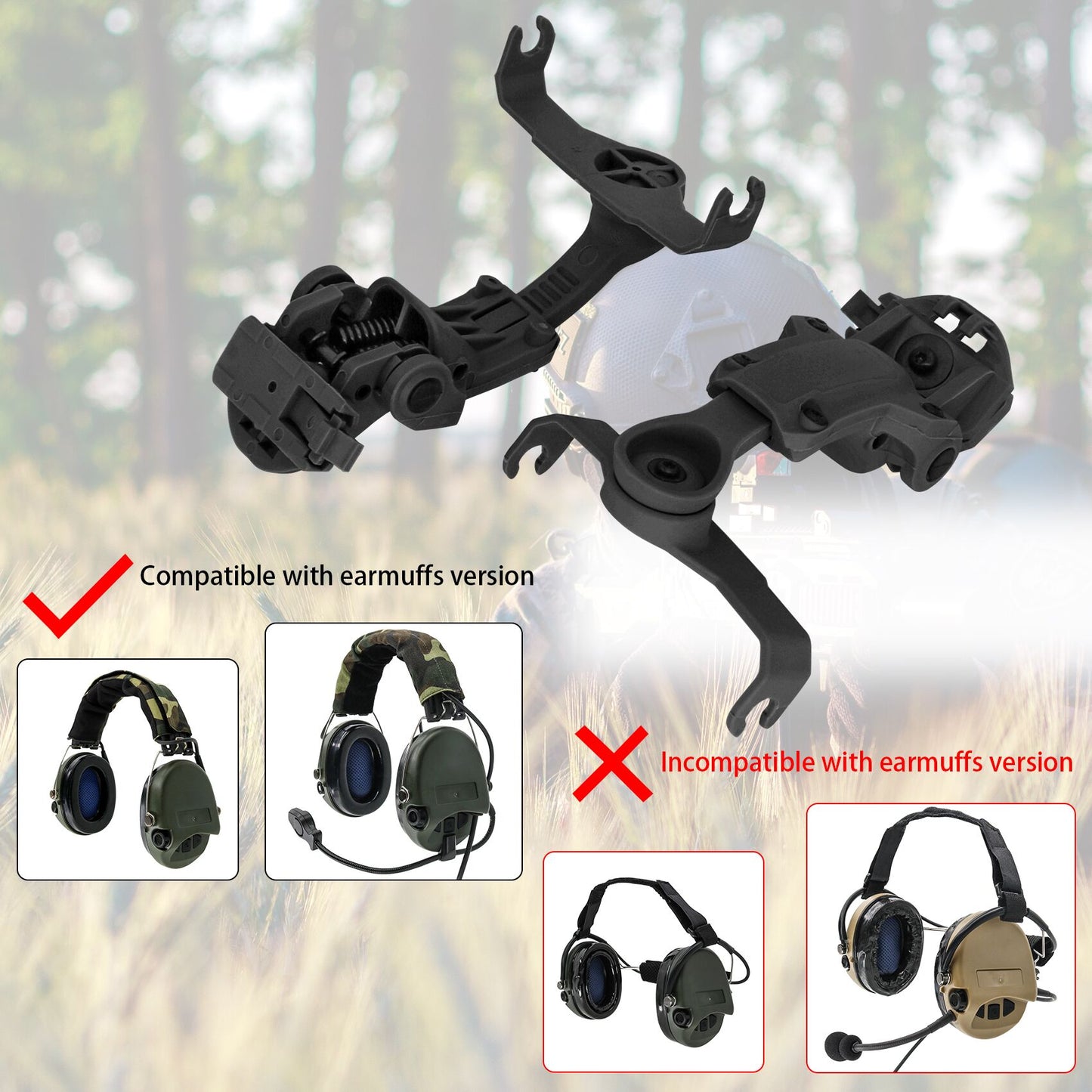 TAC-SKY New ARC Helmet Track Adapter Tactical Headset Accessory ARC Helmet Holder Compatible With MSA SORDIN Headset