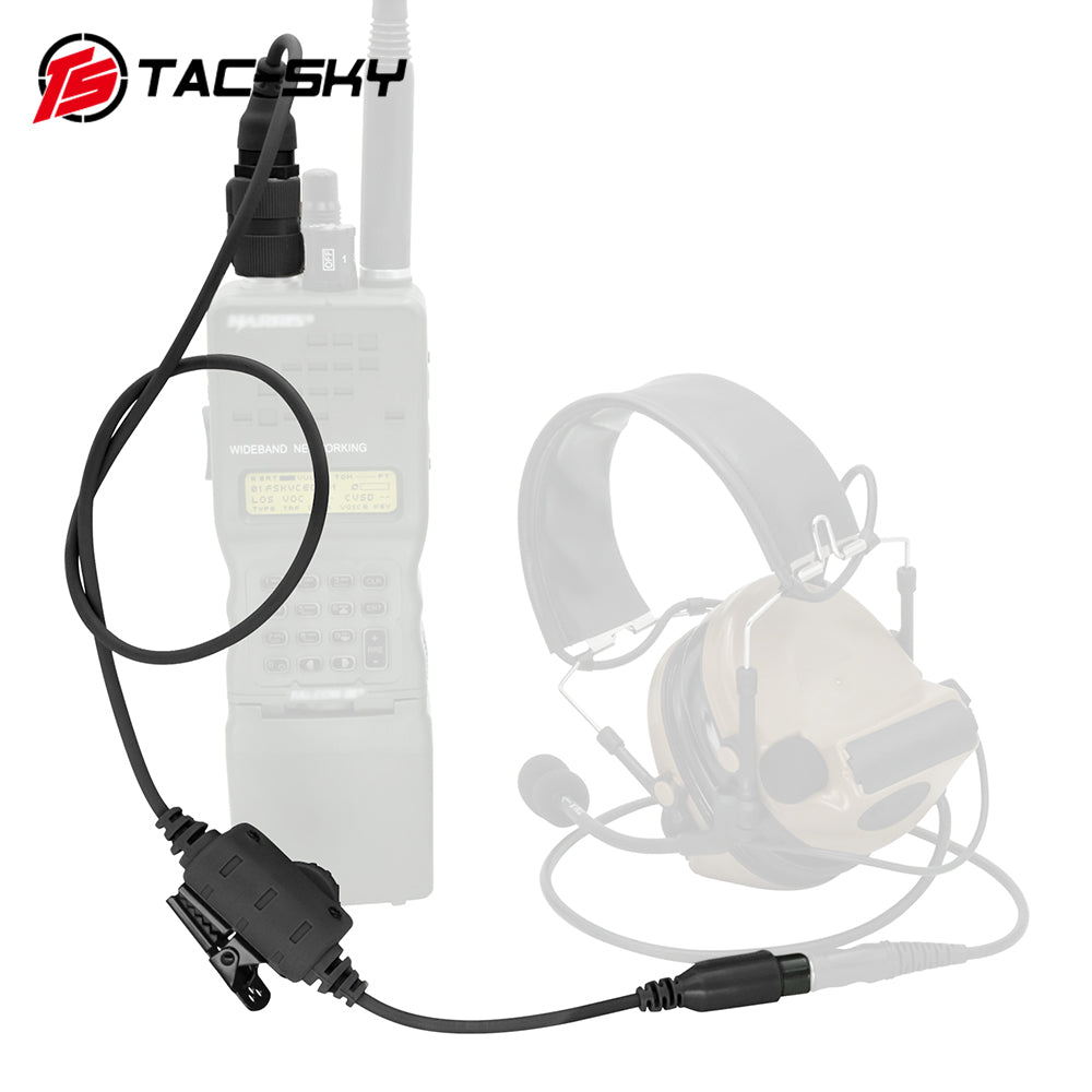 TS TAC-SKY 6 Pin Plug PTT Push to Talk Adapter for C2/C3 Tactical Airsoft Shooting Headset