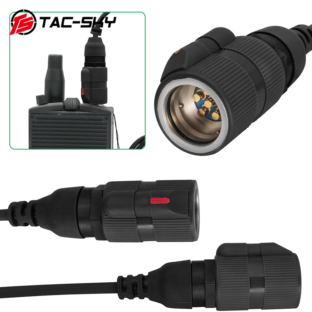 TS TAC-SKY 6 Pin Plug PTT Push to Talk Adapter for C2/C3 Tactical Airsoft Shooting Headset