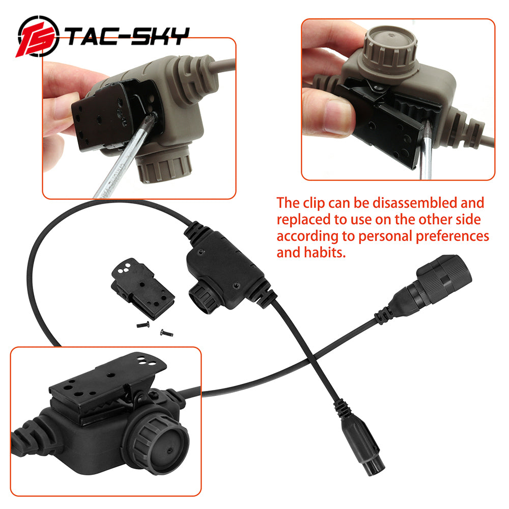 TS TAC-SKY 6 Pin Plug PTT Push to Talk Adapter for C2/C3 Tactical Airsoft Shooting Headset