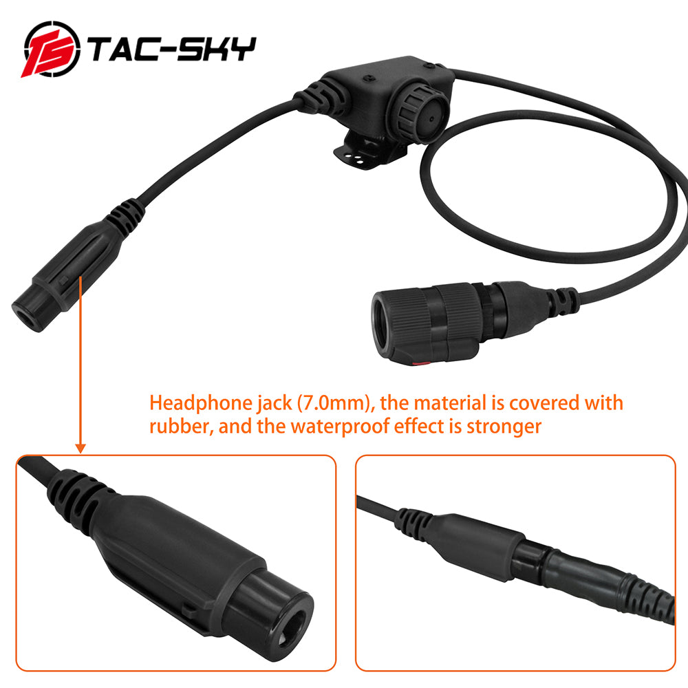 TS TAC-SKY 6 Pin Plug PTT Push to Talk Adapter for C2/C3 Tactical Airsoft Shooting Headset
