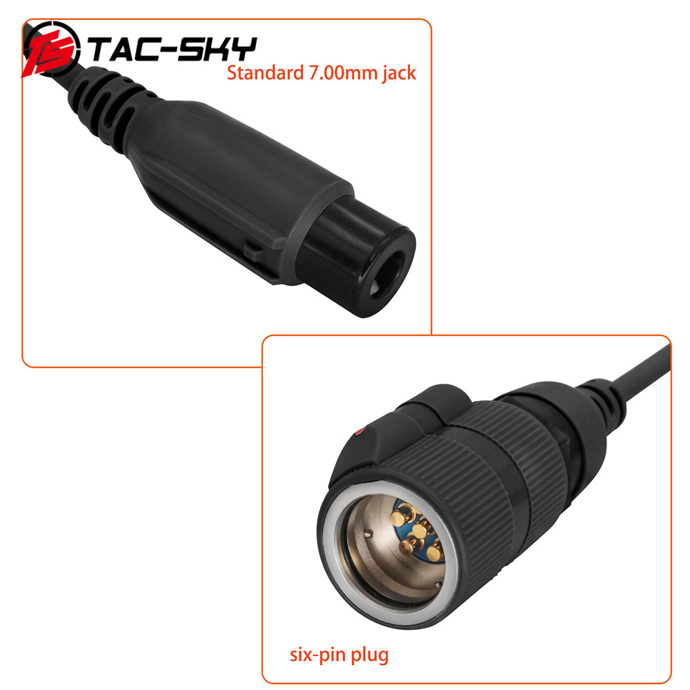 TS TAC-SKY 6 Pin Plug PTT Push to Talk Adapter for C2/C3 Tactical Airsoft Shooting Headset