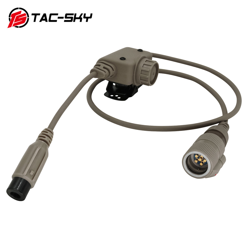 TS TAC-SKY 6 Pin Plug PTT Push to Talk Adapter for C2/C3 Tactical Airsoft Shooting Headset