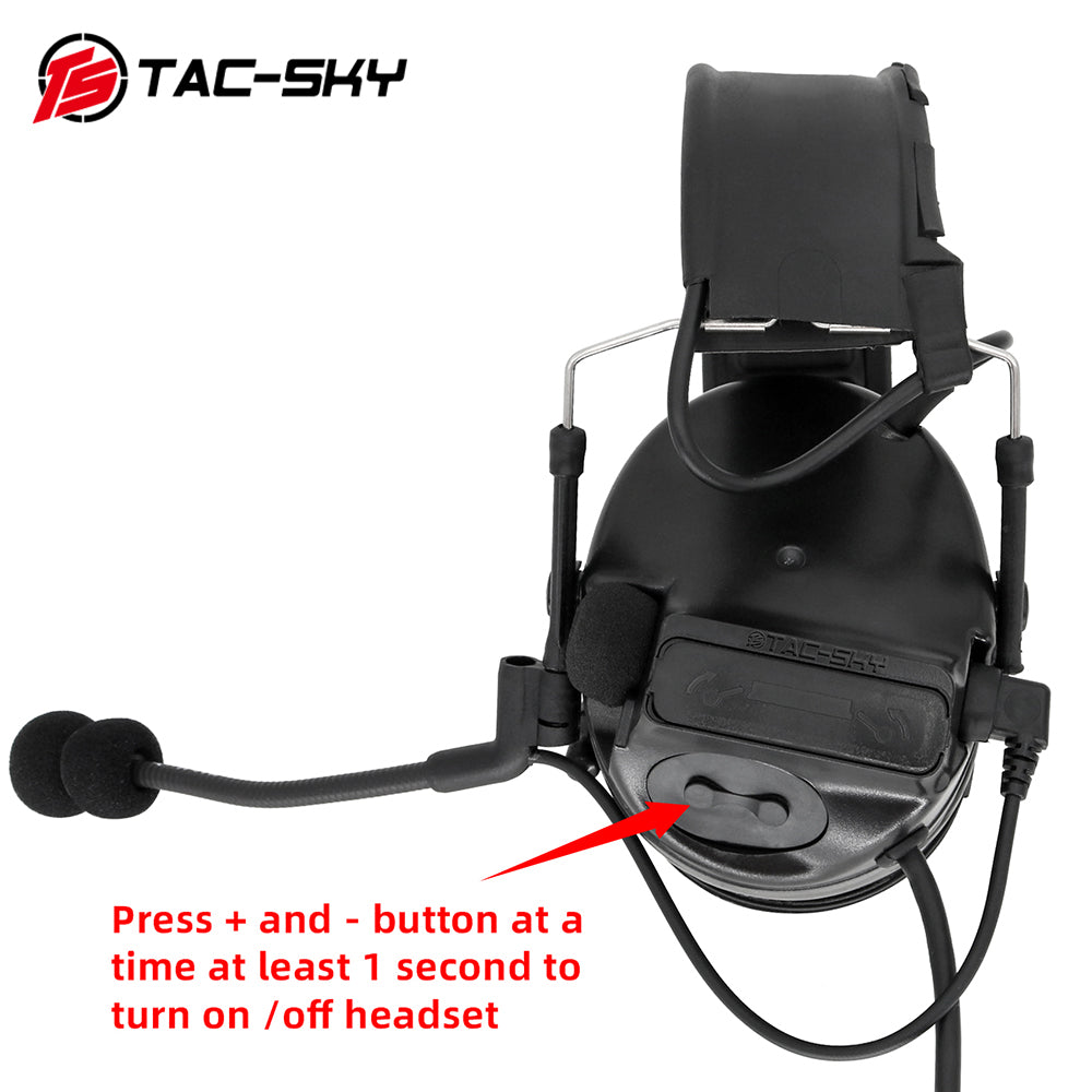 TS TAC-SKY TSC3 Tactical Headset Hearing Protection Noise-canceling Airsoft Protective Gear with Microphone + PTT