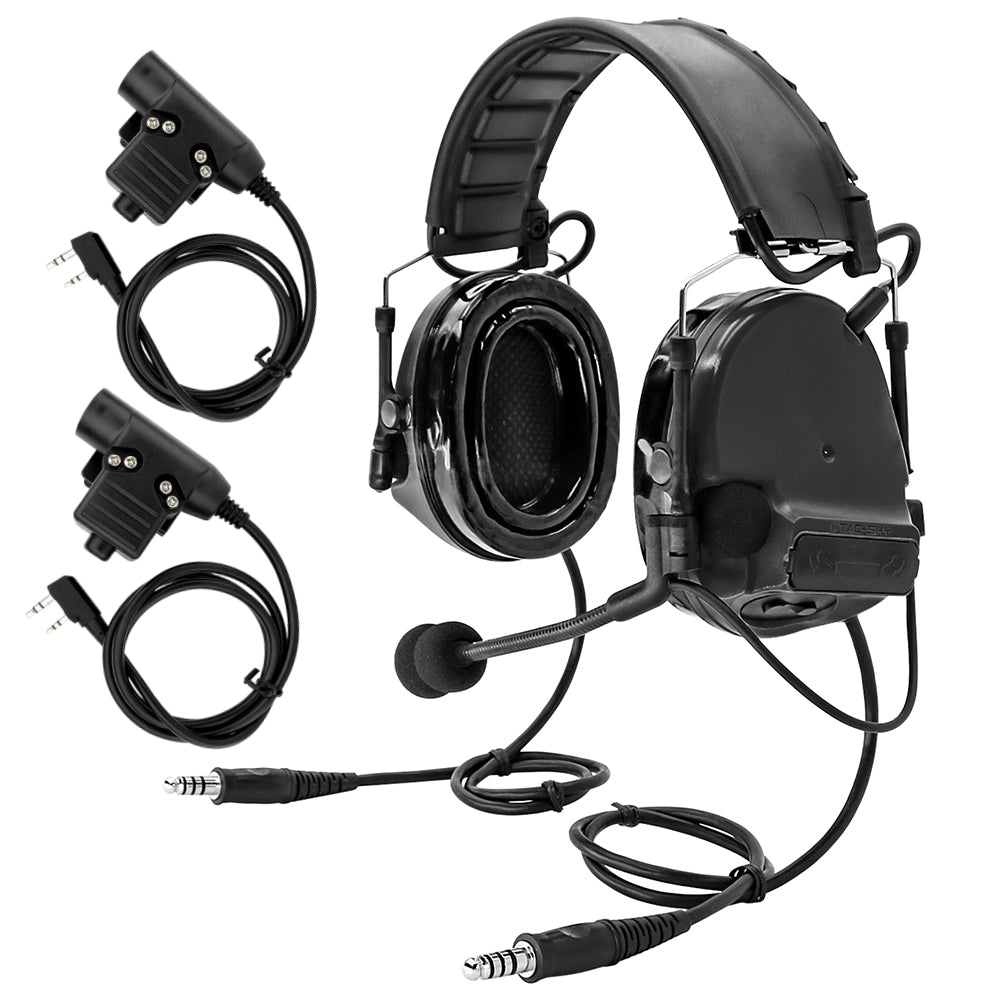 TS TAC-SKY Dual Communication Headband Hearing Protection Silicone Earmuffs Electronic Tactical Noise Canceling Headset TSC3  + PTT