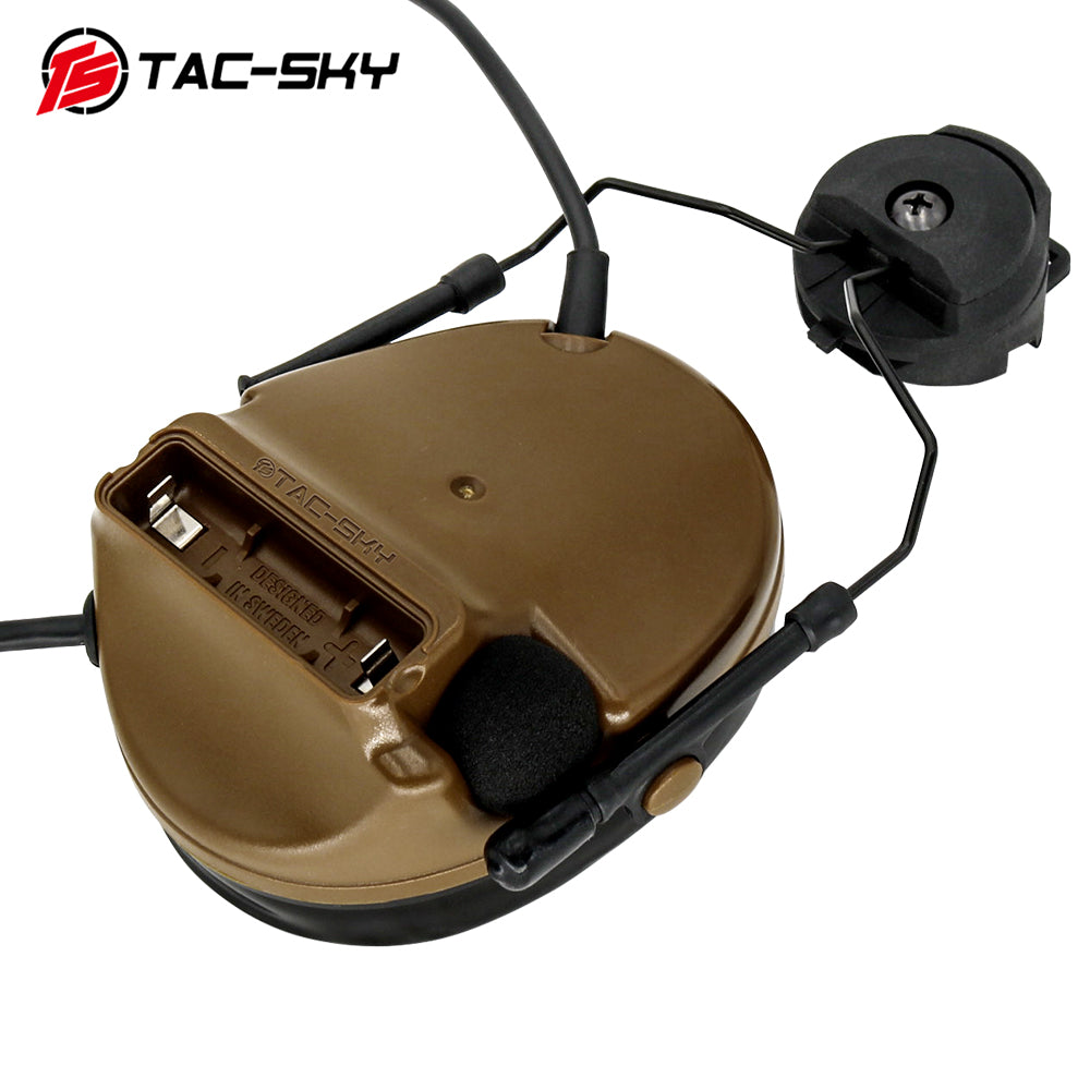 TS TAC-SKY ARC Rail Helmet Mounting Dual Communication Headband Hearing Protection Silicone Earmuffs Electronic Tactical Noise Canceling Headset TSC3  + PTT