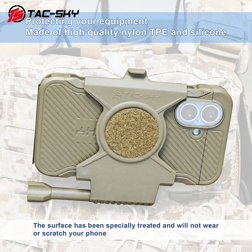 TAC-SKY Tactical Phone Case for Outdoor Shooting Scenarios for IPhone 17 Includes A Phone Mount for MOLLE Vest System.