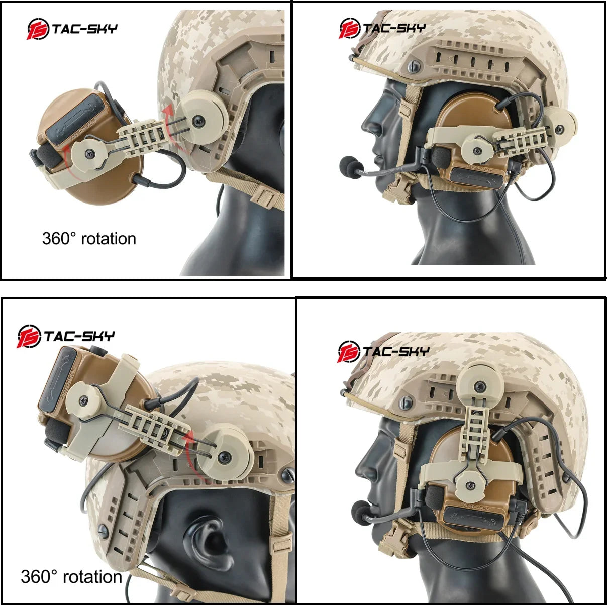 TAC-SKY Tactical Helmet for COMTA III civilian Headset for ARC Rail FAST series Helmets and the Baofeng UV5R two-way Radio