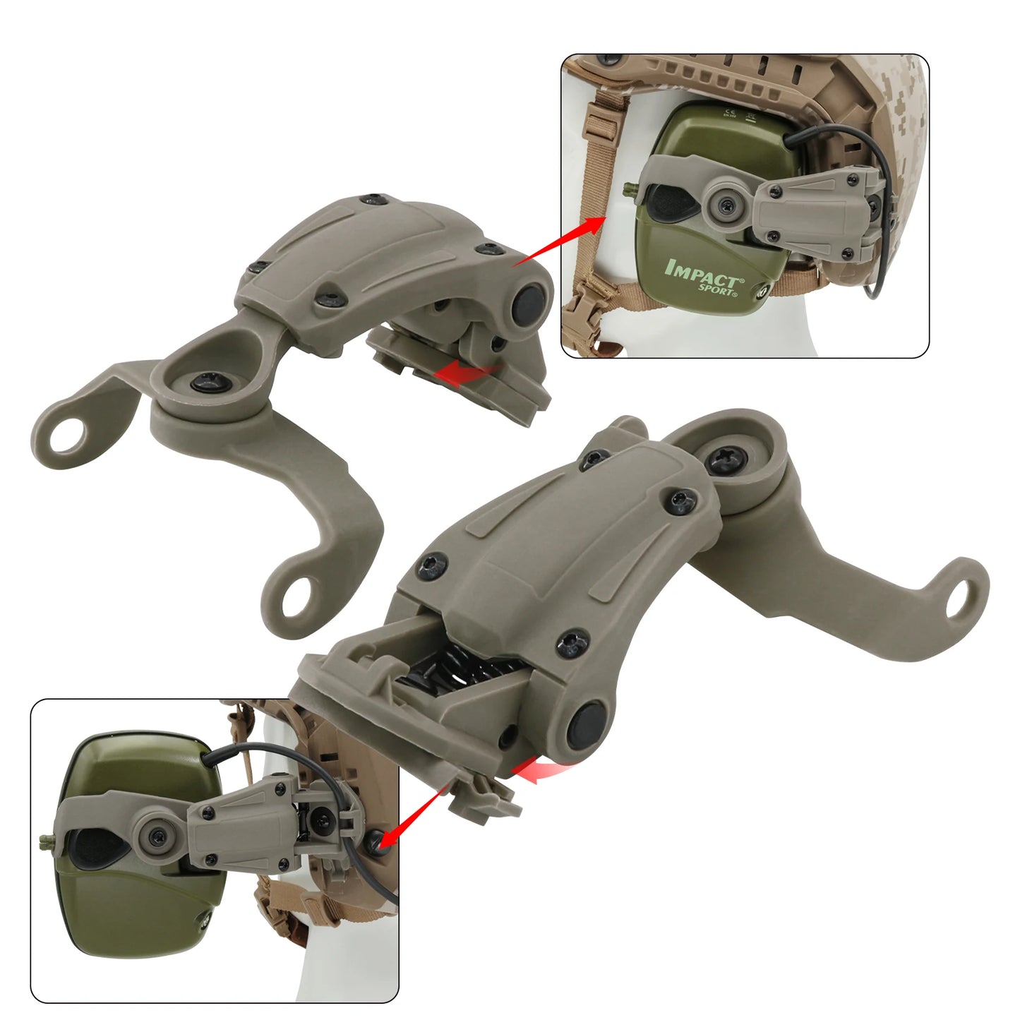 TAC-SKY Tactical Helmet ARC Rail Adapter ARC OPS-CORE  for Howard Leight Impact Sport Airsoft Shooting Headset