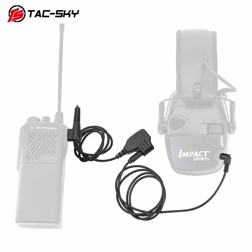 TAC-SKY Tactics for Motorola 2-pin Plug to 3.5 mm Microphone Adapter for Walkers Razor / Impact Sport headphones and Motorola 2-pin walkie-talkies