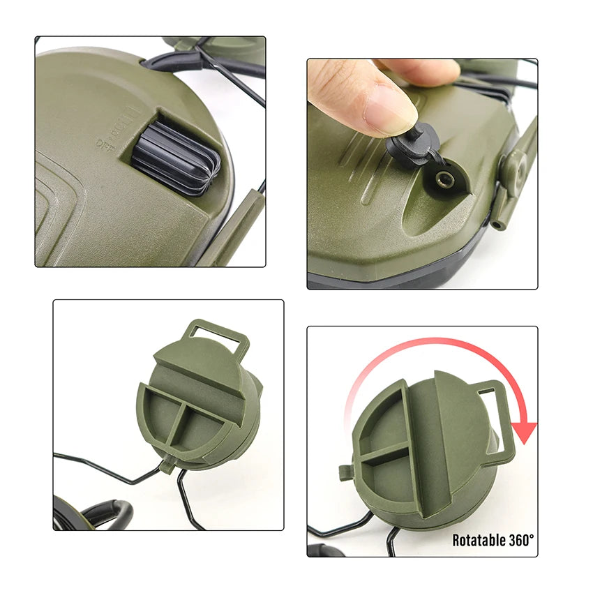 TAC-SKY Tactical Head-Mounted Shooting Noise-Canceling Ear Muffs Compatible with FAST Helmets  ARC Rails