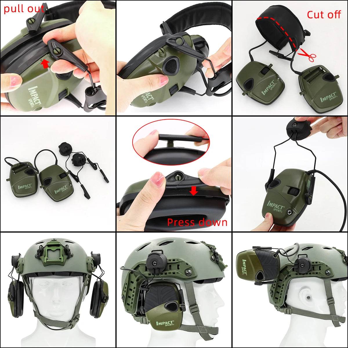 Tactical Headset Mount for Howard Leight Impact Sport Shooting Headsets for ARC OPS-CORE Helmet Rail Adapters
