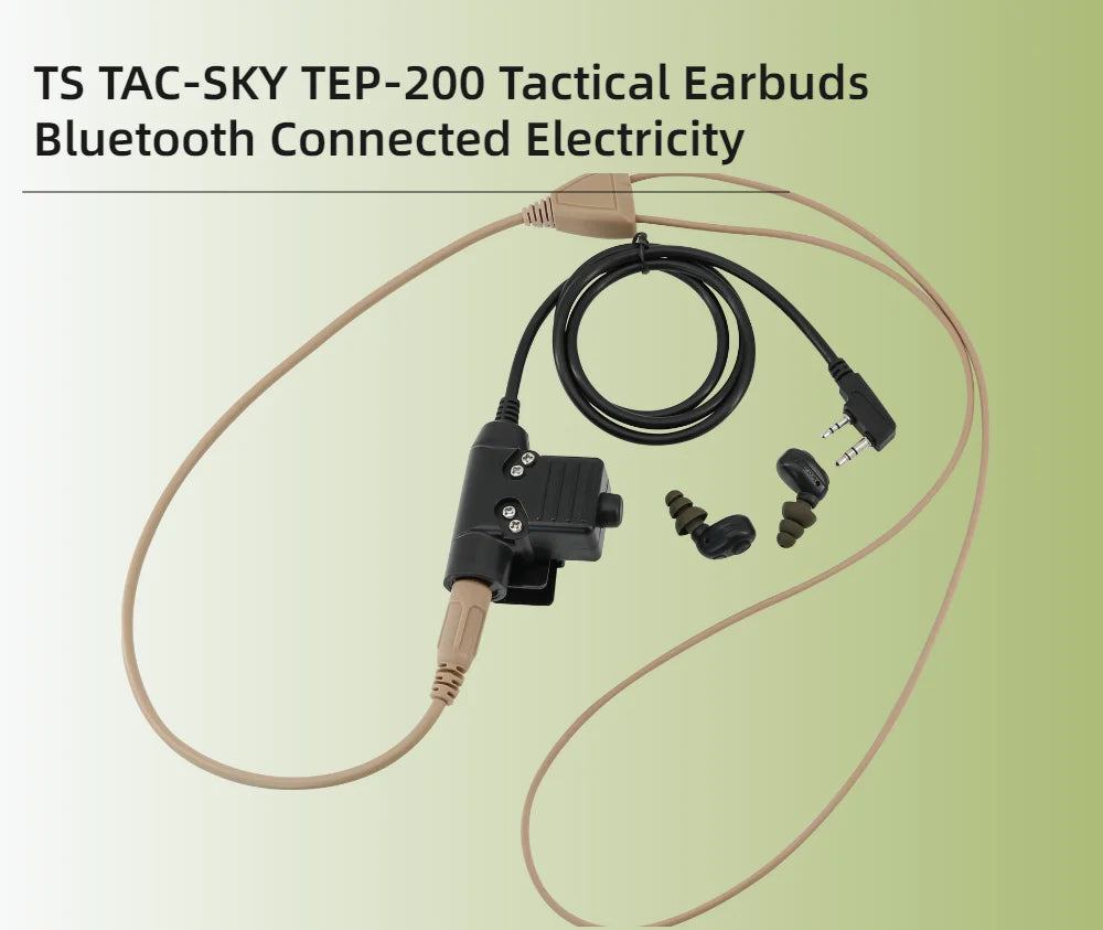 TAC-SKY Tactical TEP-200 Bluetooth PTT Communication Headset, Compatible with Baofeng UV5R Walkie-Talkie